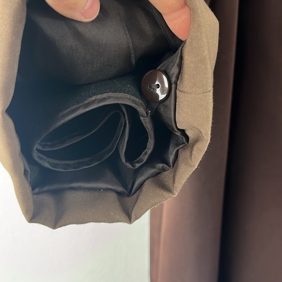 Gallery All Weather Brown Hooded Button Zip Trench Coat Womens Size L Classic - Picture 7 of 16